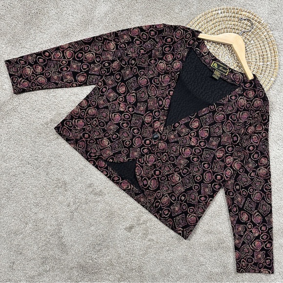 Mirasol Women’s Stretchy Knit Top Cardigan Long Sleeve V-Neck Multicolor Boho M - Picture 2 of 9